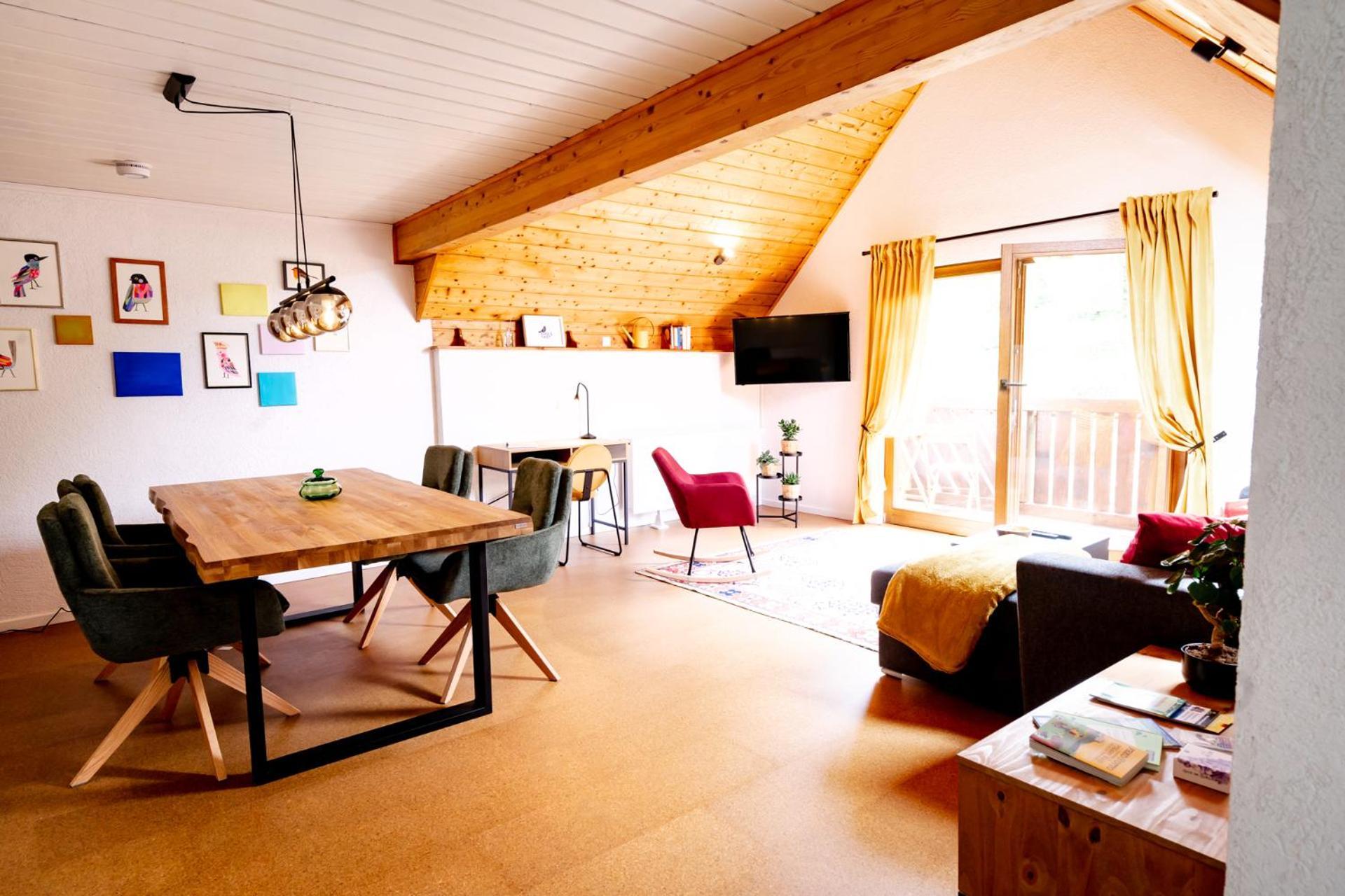 Birds-Nest Ferienwohnung Balkon Kaminofen Darstein Bagian luar foto